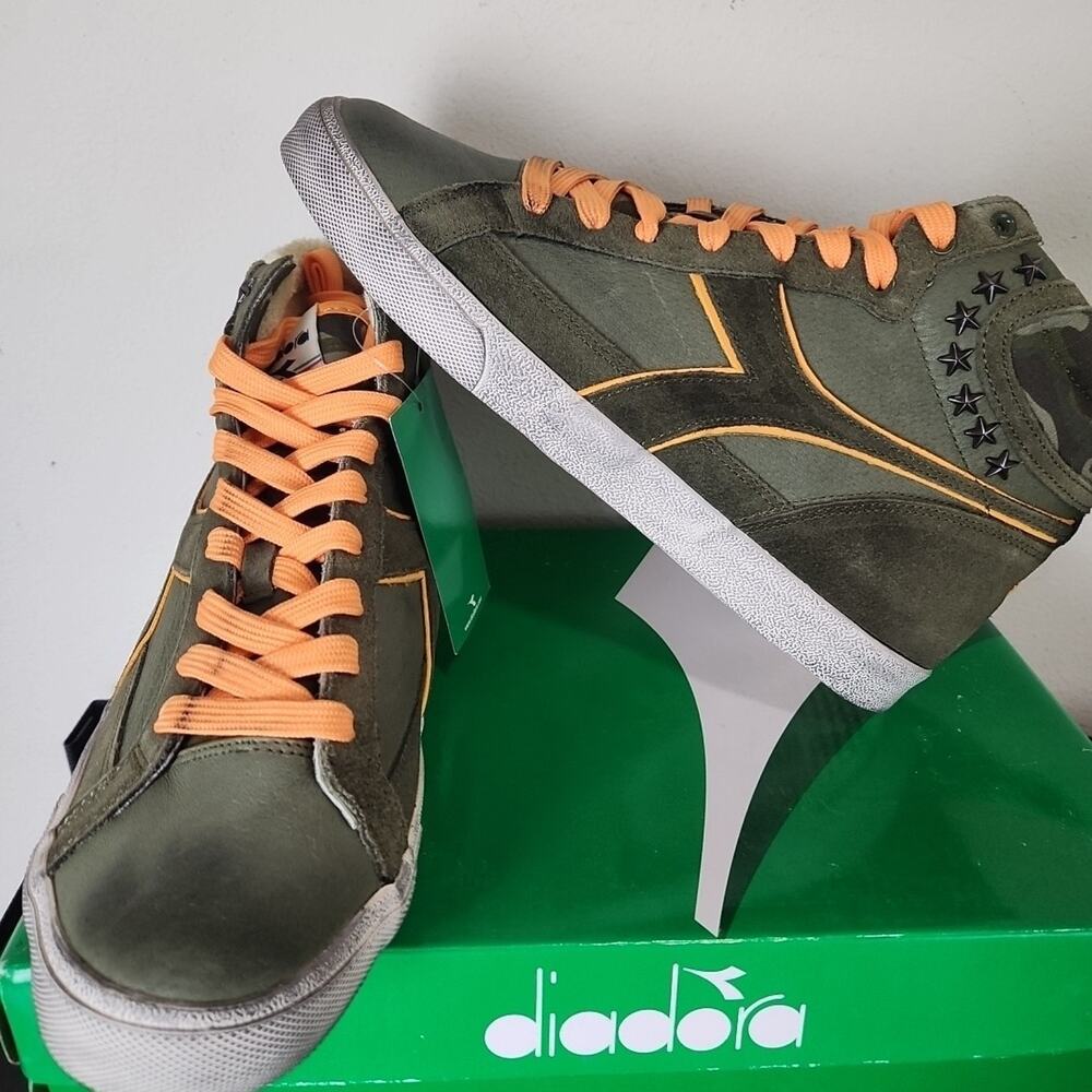 Diadora Condor High Top Men Sneakers Size 7.5 H Shoes Suede Camo Star Studs